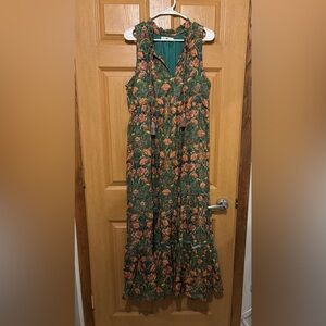 NATURAL LIFE Green and Orange Floral Maxi-worn once Like New